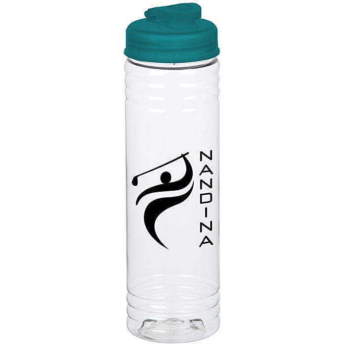 Custom Clear Impact Halcyon Water Bottle with Flip Drink Lid -24 oz