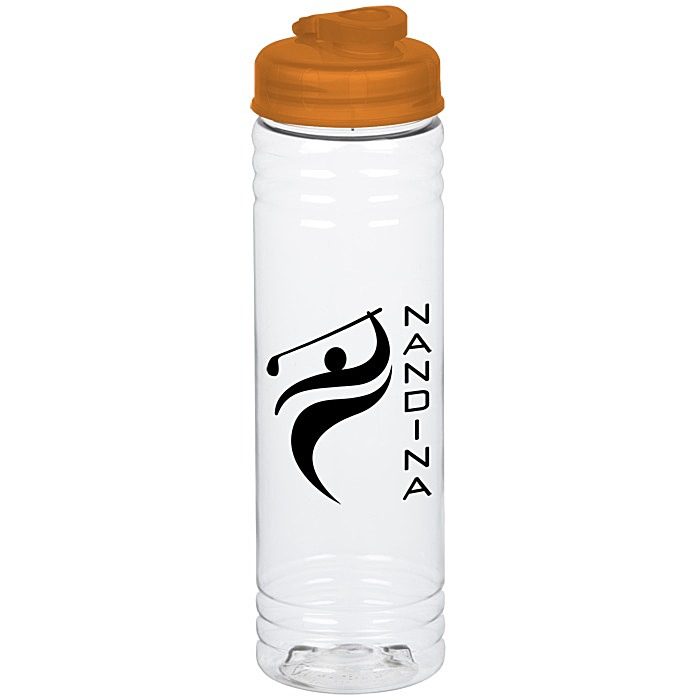 Custom Clear Impact Halcyon Water Bottle with Flip Drink Lid -24 oz