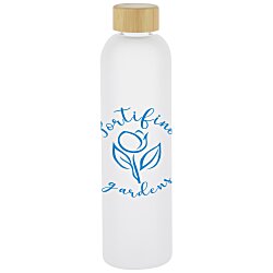 Custom Canton Frosted Glass Bottle with Bamboo Lid - 33 oz.