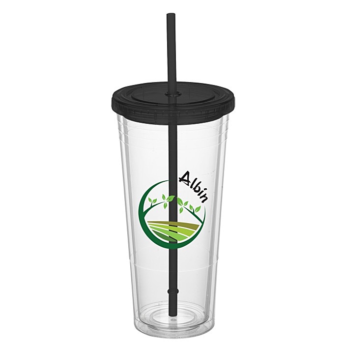 Custom Double Wall Tumbler with Straw - 24 oz - Full Colour