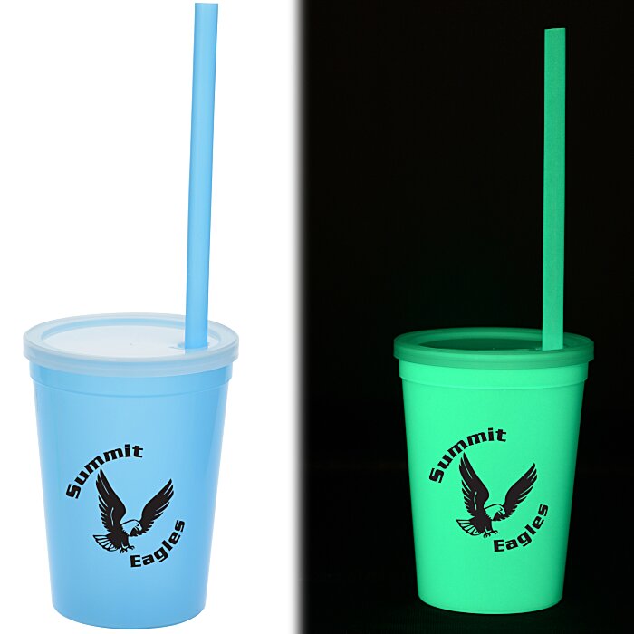 Custom Nite Glow Stadium Cup with Straw - 11 oz.