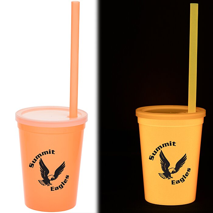 Custom Nite Glow Stadium Cup with Straw - 11 oz.