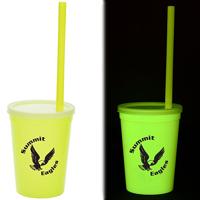 Custom Nite Glow Stadium Cup with Straw - 11 oz.