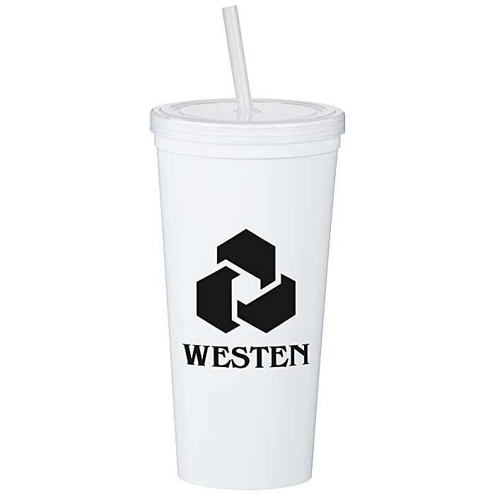 Custom Value Stadium Cup with Lid & Straw - 24 oz