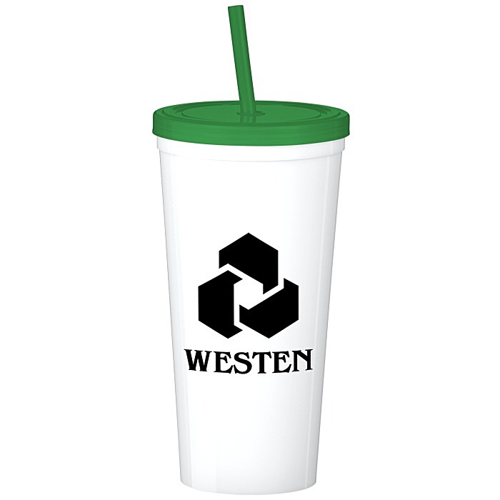 Custom Value Stadium Cup with Lid & Straw - 24 oz