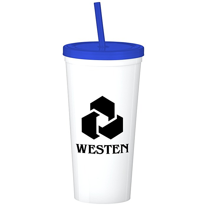 Custom Value Stadium Cup with Lid & Straw - 24 oz