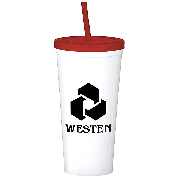 Custom Value Stadium Cup with Lid & Straw - 24 oz
