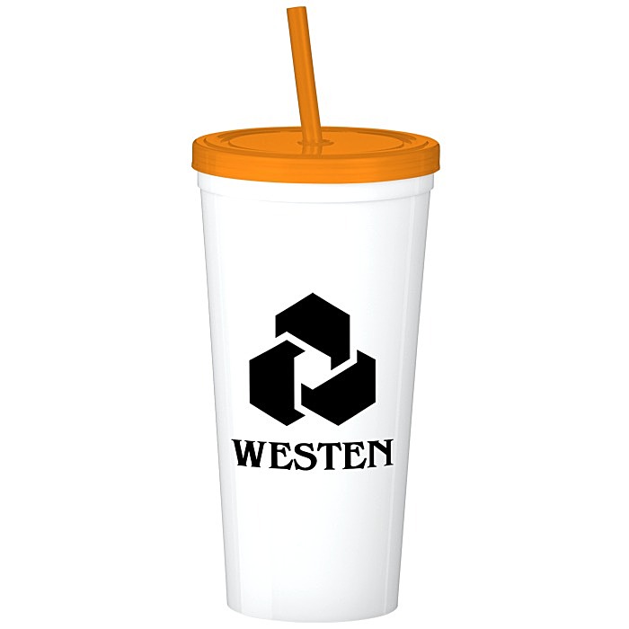 Custom Value Stadium Cup with Lid & Straw - 24 oz