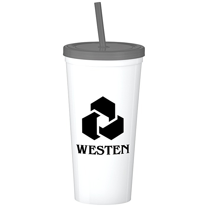 Custom Value Stadium Cup with Lid & Straw - 24 oz