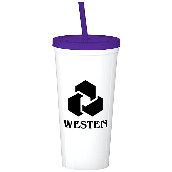 Custom Value Stadium Cup with Lid & Straw - 24 oz
