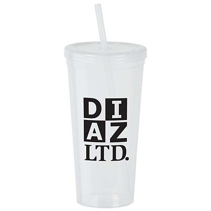 Custom Translucent Stadium Cup with Lid & Straw - 24 oz