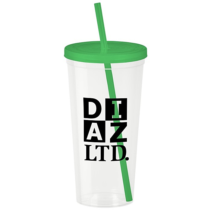 Custom Translucent Stadium Cup with Lid & Straw - 24 oz