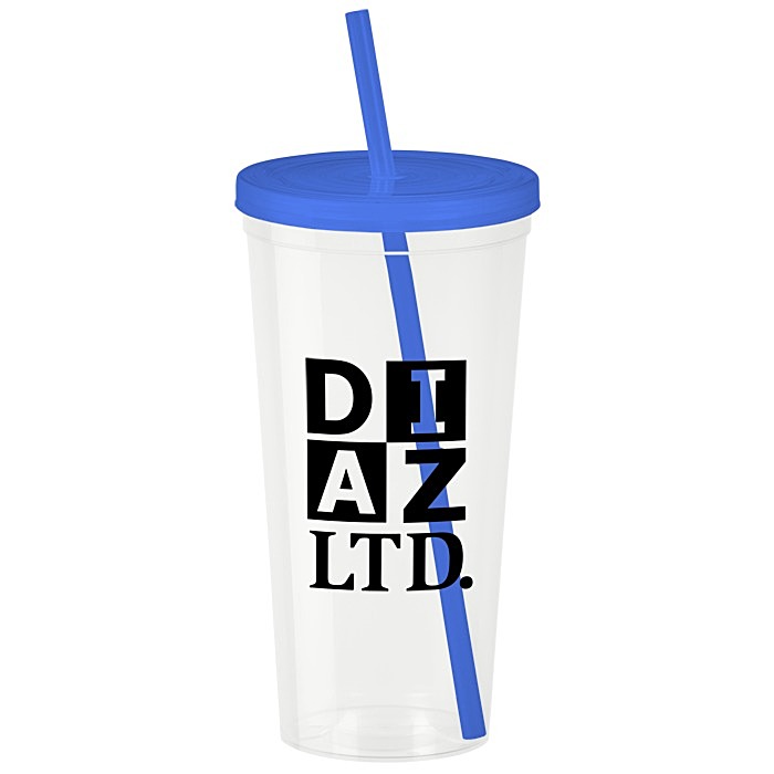 Custom Translucent Stadium Cup with Lid & Straw - 24 oz