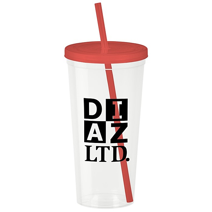 Custom Translucent Stadium Cup with Lid & Straw - 24 oz