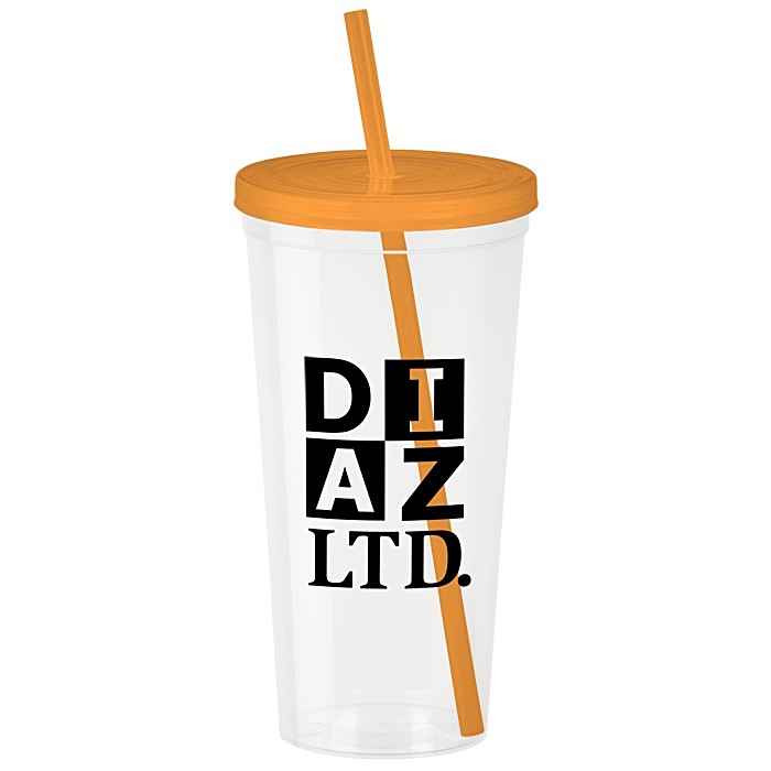 Custom Translucent Stadium Cup with Lid & Straw - 24 oz