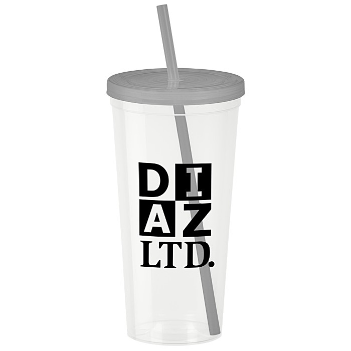 Custom Translucent Stadium Cup with Lid & Straw - 24 oz