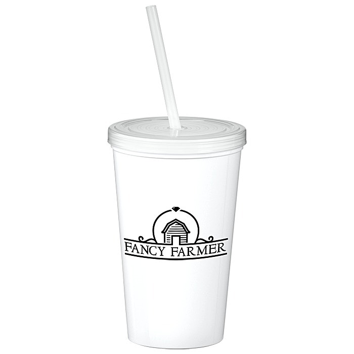 Custom Value Stadium Cup with Lid & Straw - 20 oz