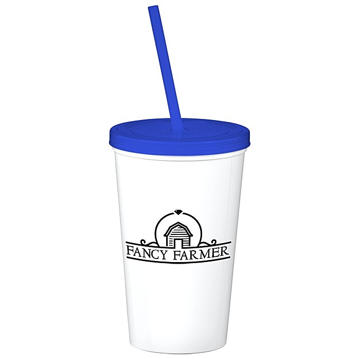 Custom Value Stadium Cup with Lid & Straw - 20 oz