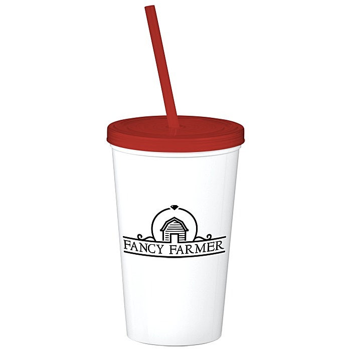 Custom Value Stadium Cup with Lid & Straw - 20 oz
