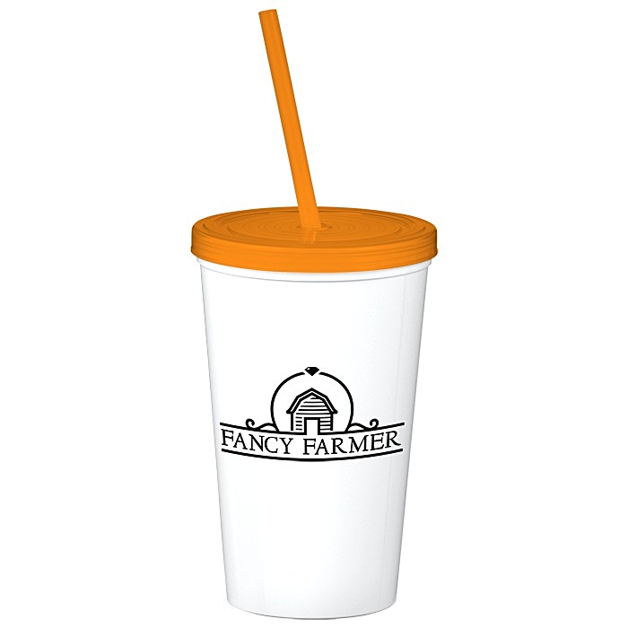 Custom Value Stadium Cup with Lid & Straw - 20 oz