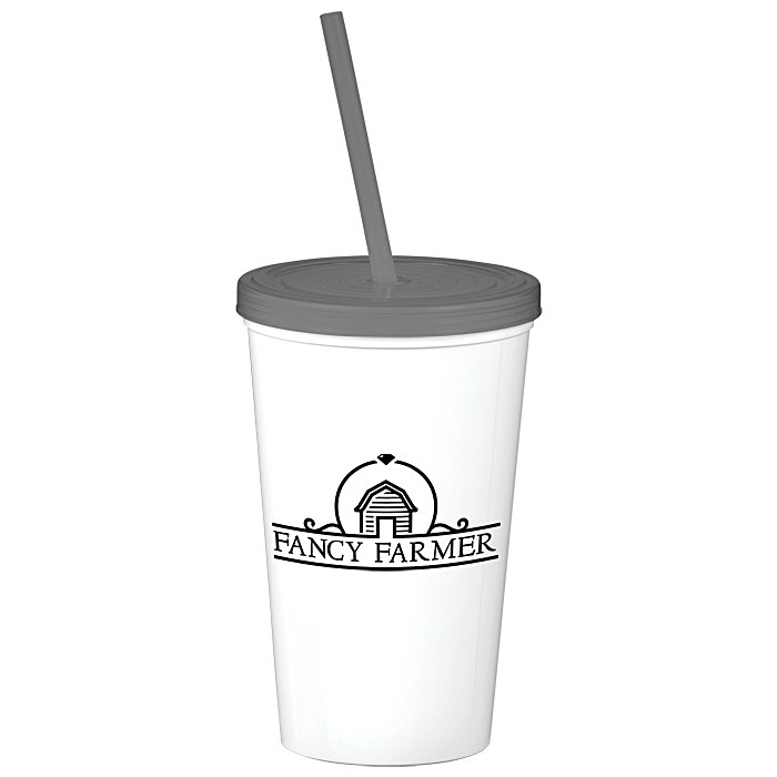 Custom Value Stadium Cup with Lid & Straw - 20 oz