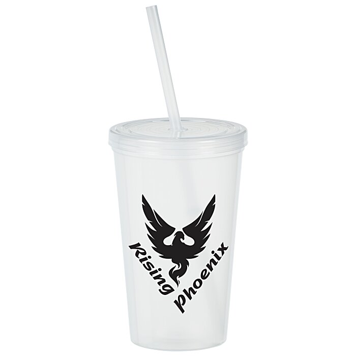 Custom Translucent Stadium Cup with Lid & Straw - 20 oz