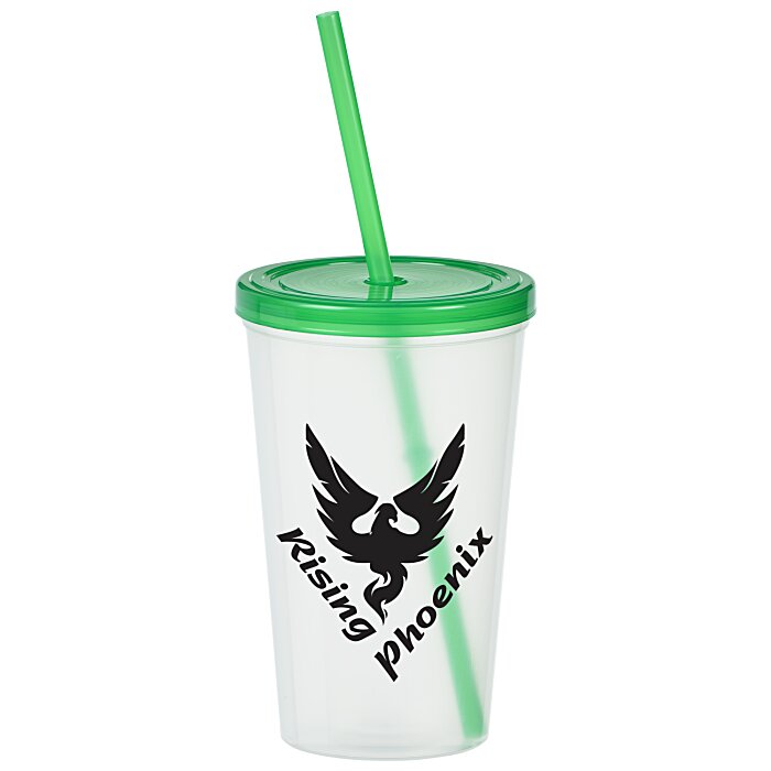 Custom Translucent Stadium Cup with Lid & Straw - 20 oz