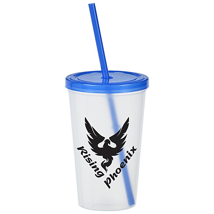 Custom Translucent Stadium Cup with Lid & Straw - 20 oz