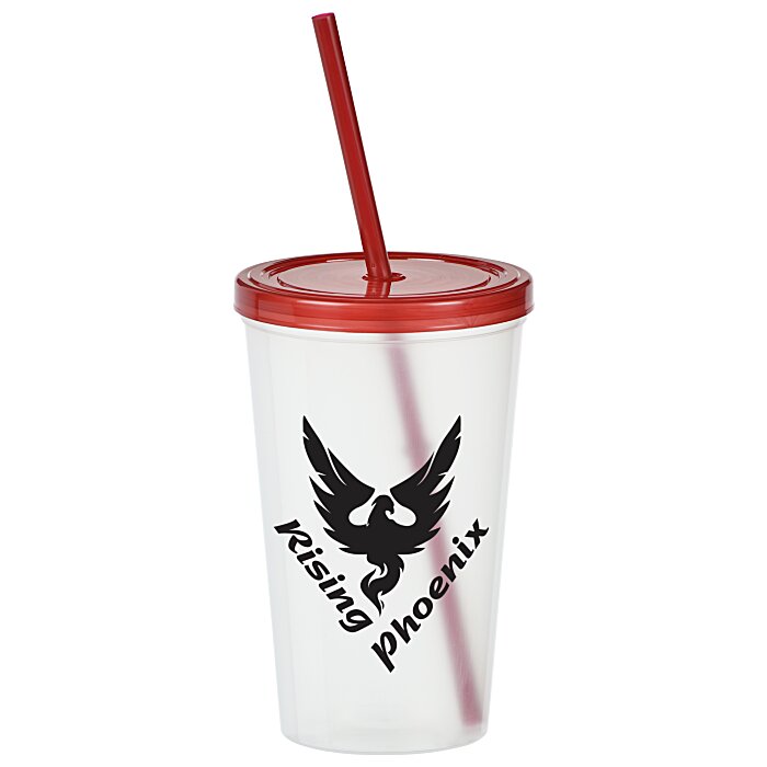 Custom Translucent Stadium Cup with Lid & Straw - 20 oz