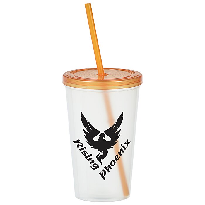 Custom Translucent Stadium Cup with Lid & Straw - 20 oz