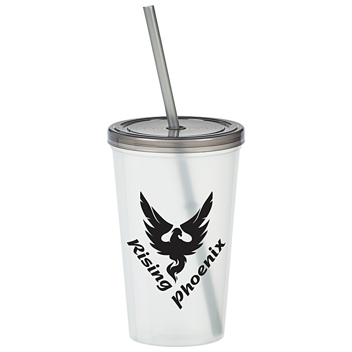 Custom Translucent Stadium Cup with Lid & Straw - 20 oz