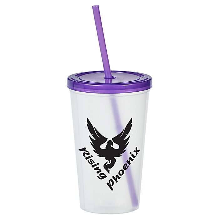 Custom Translucent Stadium Cup with Lid & Straw - 20 oz