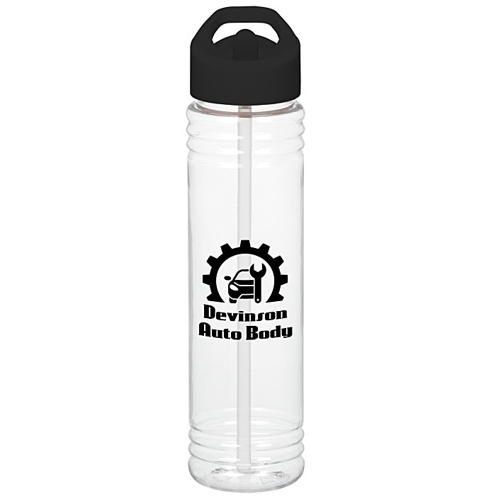 Custom Clear Impact Adventure Bottle with Flip Straw Lid - 32 oz