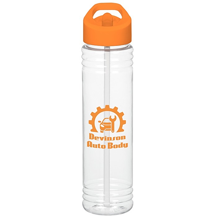 Custom Clear Impact Adventure Bottle with Flip Straw Lid - 32 oz