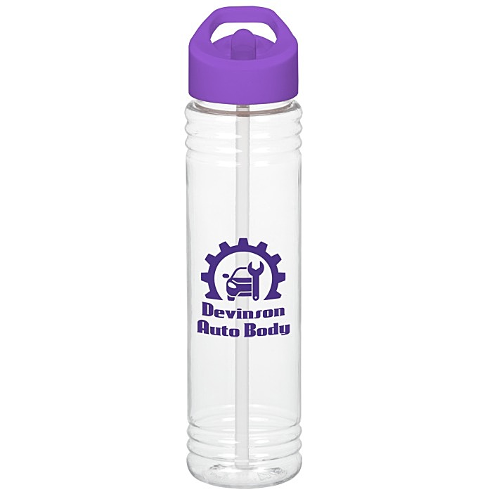 Custom Clear Impact Adventure Bottle with Flip Straw Lid - 32 oz