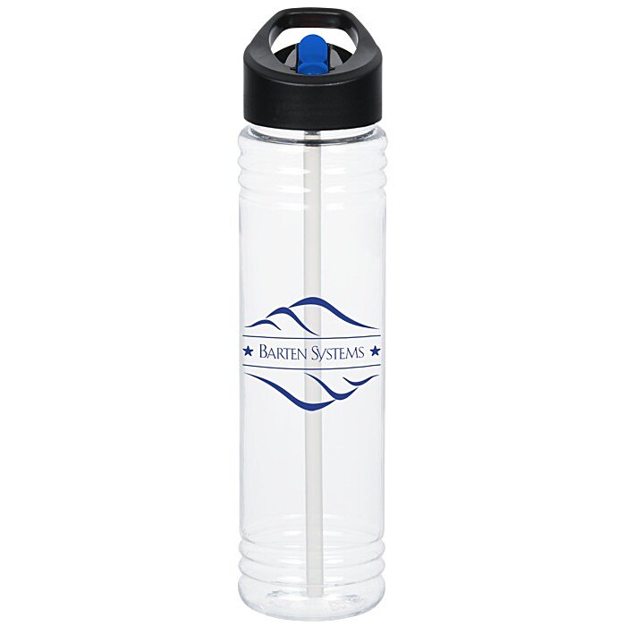 Custom Clear Impact Adventure Bottle with Two-Tone Flip Straw Lid - 32 oz