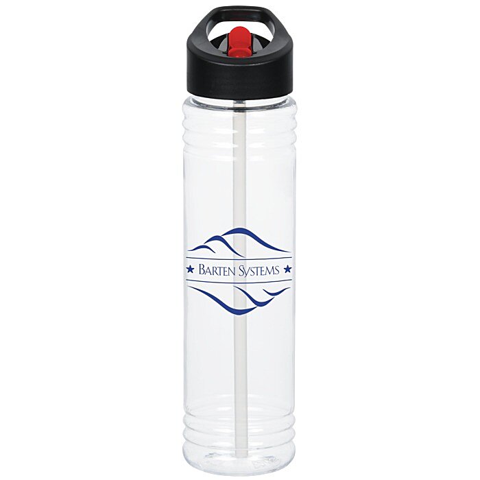 Custom Clear Impact Adventure Bottle with Two-Tone Flip Straw Lid - 32 oz