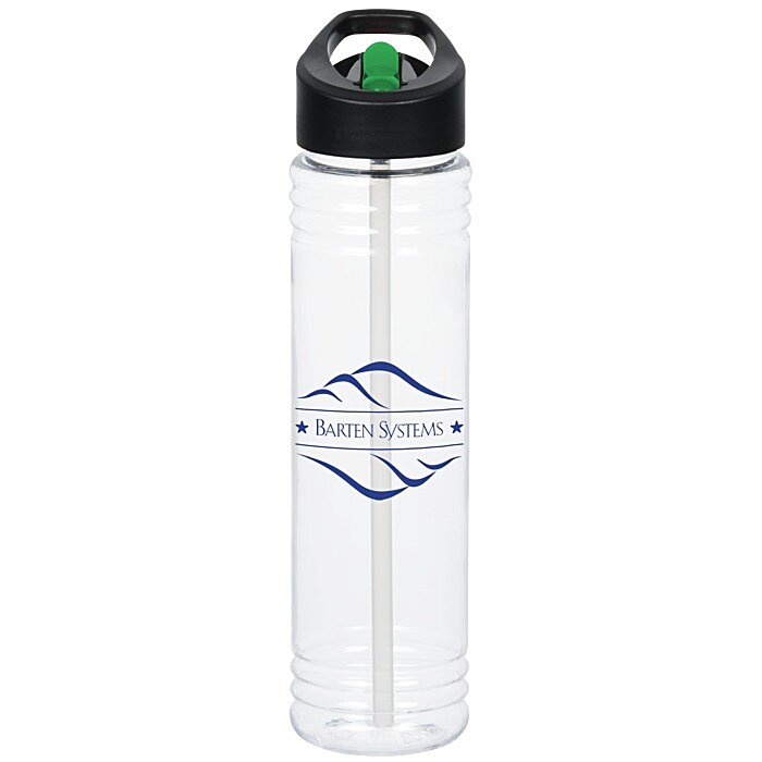 Custom Clear Impact Adventure Bottle with Two-Tone Flip Straw Lid - 32 oz