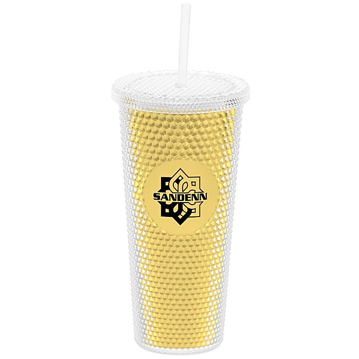 Custom Bux Tumbler with Straw - 24 oz. - Metallic