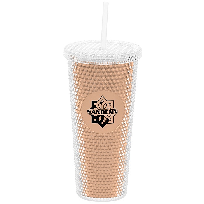 Custom Bux Tumbler with Straw - 24 oz. - Metallic