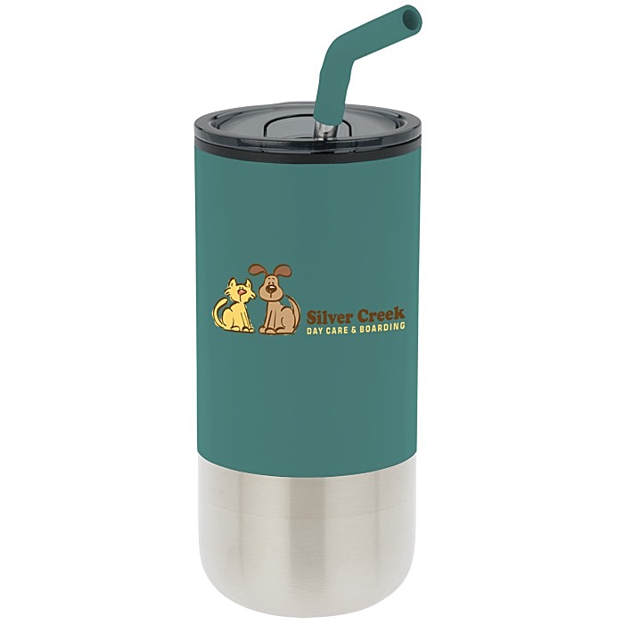 Custom Lagom Tumbler with Stainless Straw - 16 oz - Full Colour