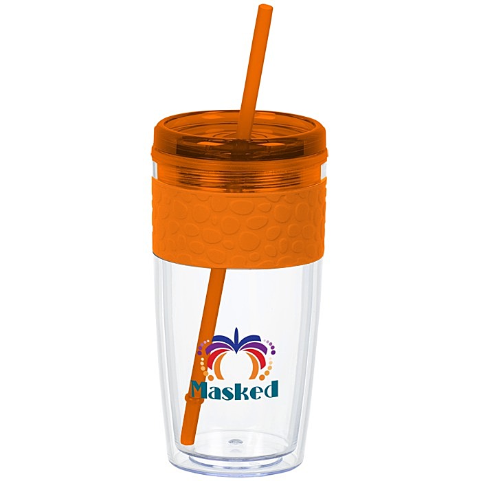 Custom Refresh Pebble Tumbler with Straw - 16 oz - Full Colour
