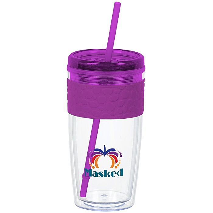 Custom Refresh Pebble Tumbler with Straw - 16 oz - Full Colour
