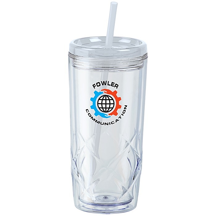 Custom Refresh Simplex Tumbler with Straw - 16 oz - Clear - Full Colour