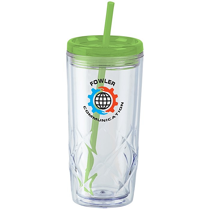 Custom Refresh Simplex Tumbler with Straw - 16 oz - Clear - Full Colour