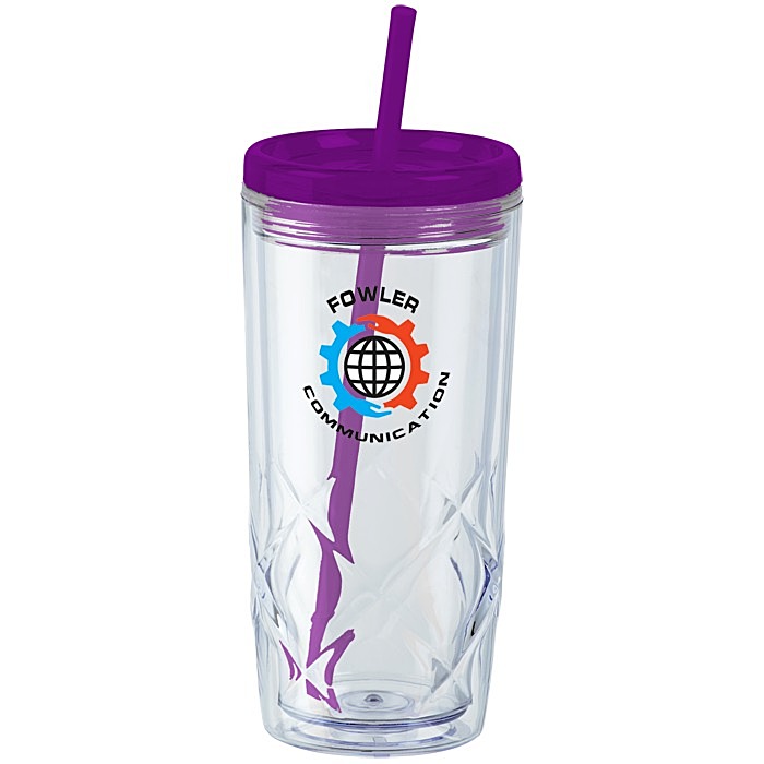 Custom Refresh Simplex Tumbler with Straw - 16 oz - Clear - Full Colour