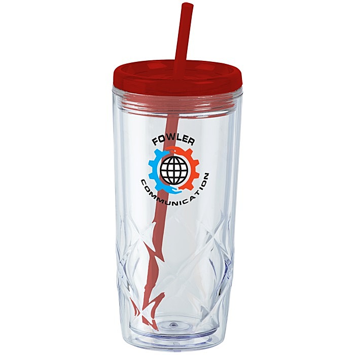 Custom Refresh Simplex Tumbler with Straw - 16 oz - Clear - Full Colour