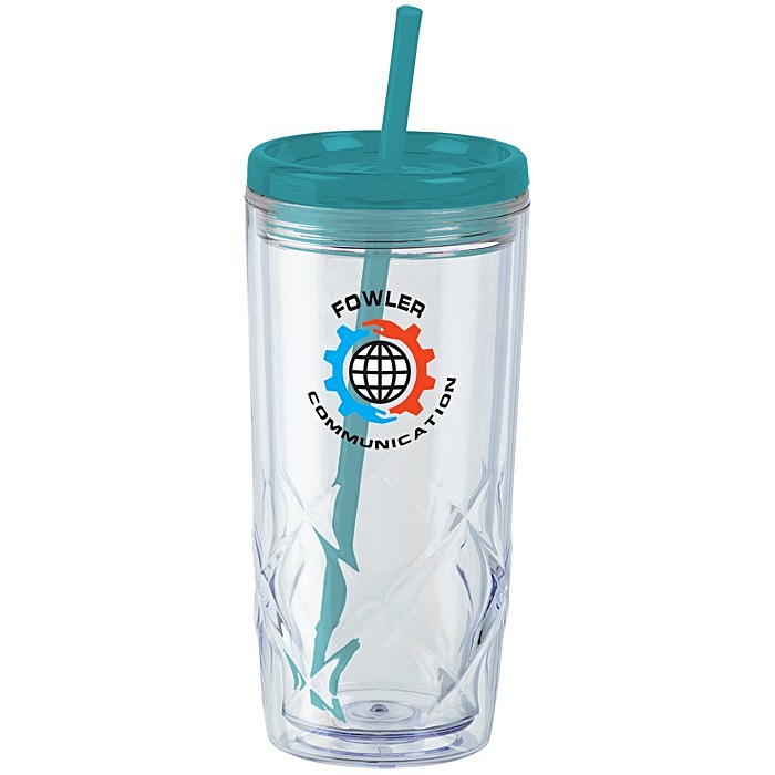Custom Refresh Simplex Tumbler with Straw - 16 oz - Clear - Full Colour