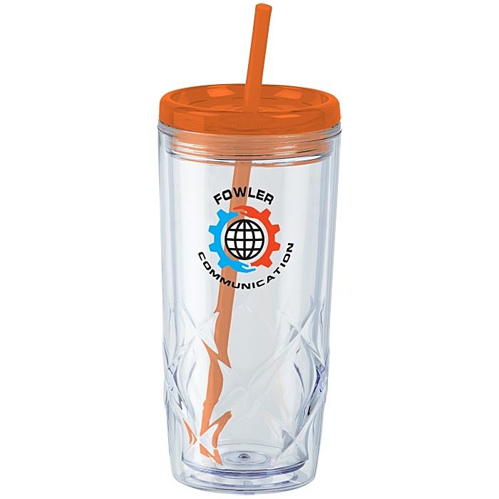 Custom Refresh Simplex Tumbler with Straw - 16 oz - Clear - Full Colour