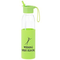 Custom Glass Bottle with Flip Straw Lid - 20 oz - Closeout